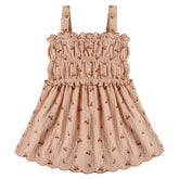 CHERRY EMBROIDERED SMOCKED DRESS