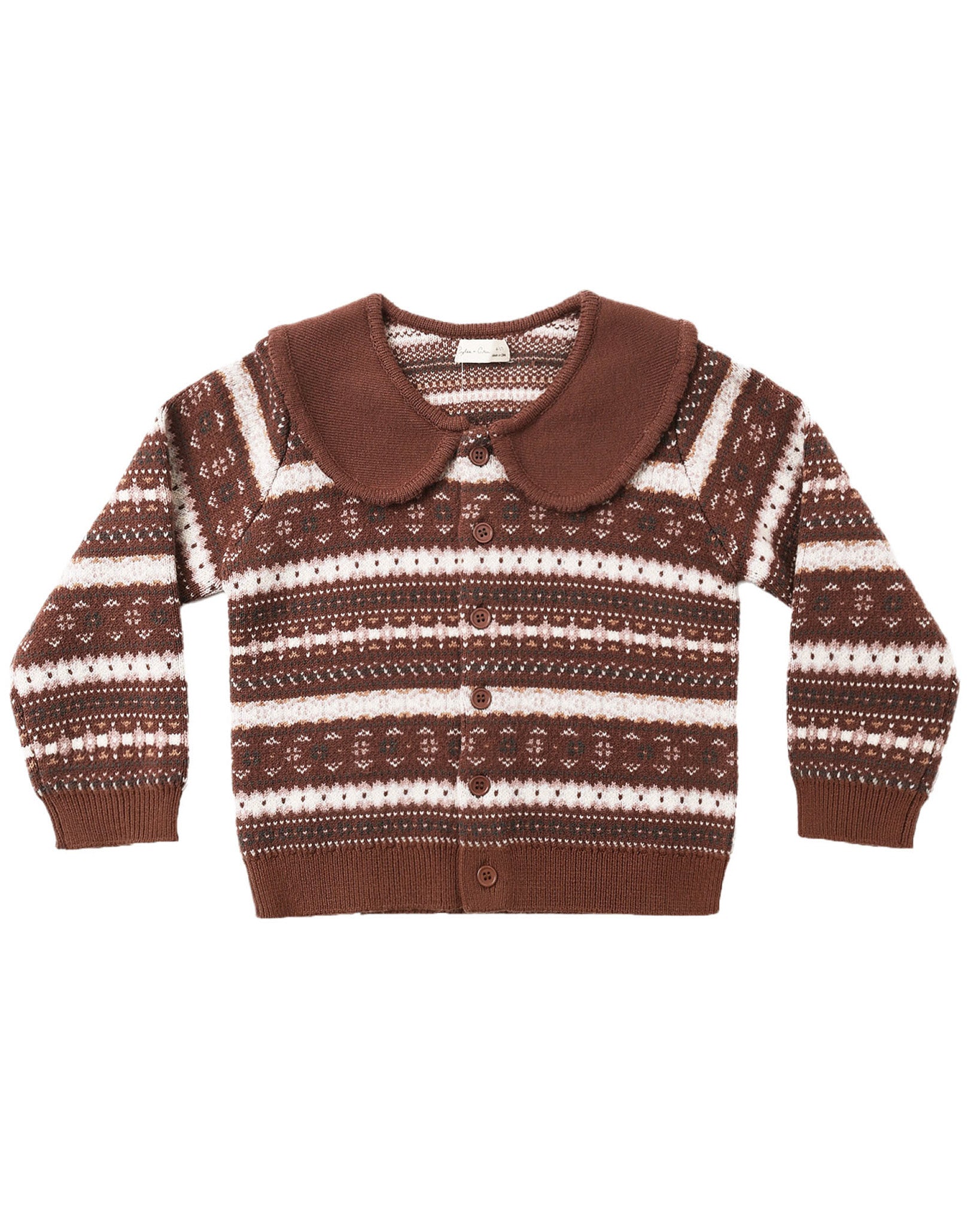MULBERRY STRIPE FAIR ISLE CARDIGAN - RYLEE + CRU - CARDIGANS
