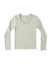 SAGE RIBBED LONG SLEEVE TSHIRT - RYLEE + CRU - LONG SLEEVE TOPS