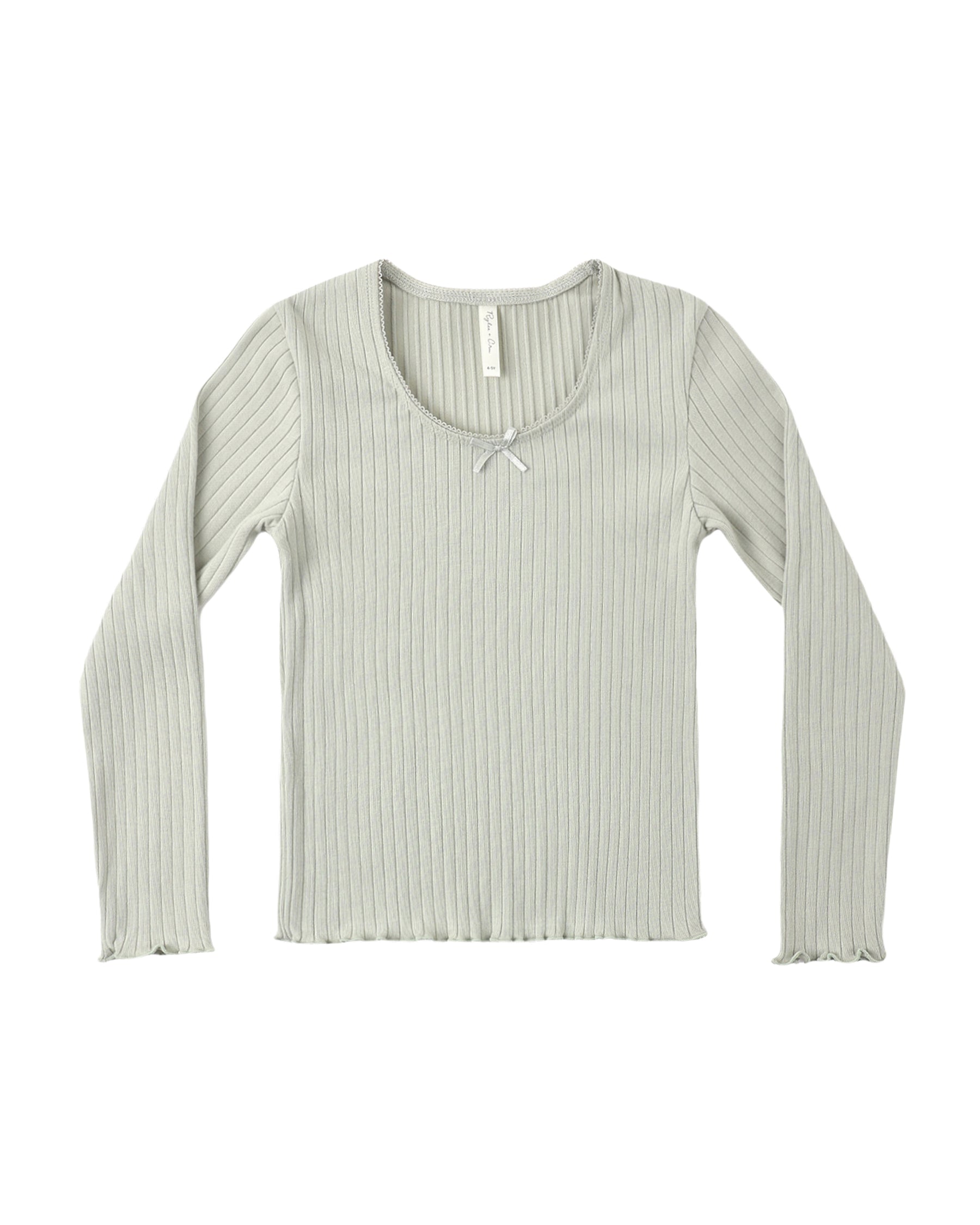 SAGE RIBBED LONG SLEEVE TSHIRT - RYLEE + CRU - LONG SLEEVE TOPS