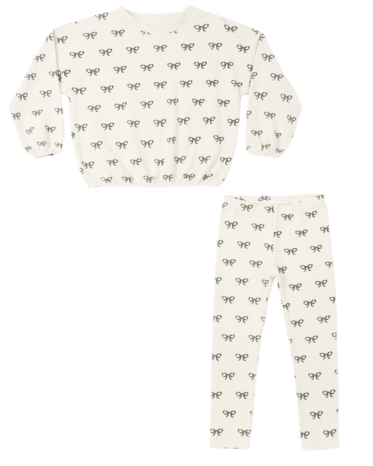 EVERGREEN BOWS SWEATSHIRT AND LEGGINGS SPONGE  SET