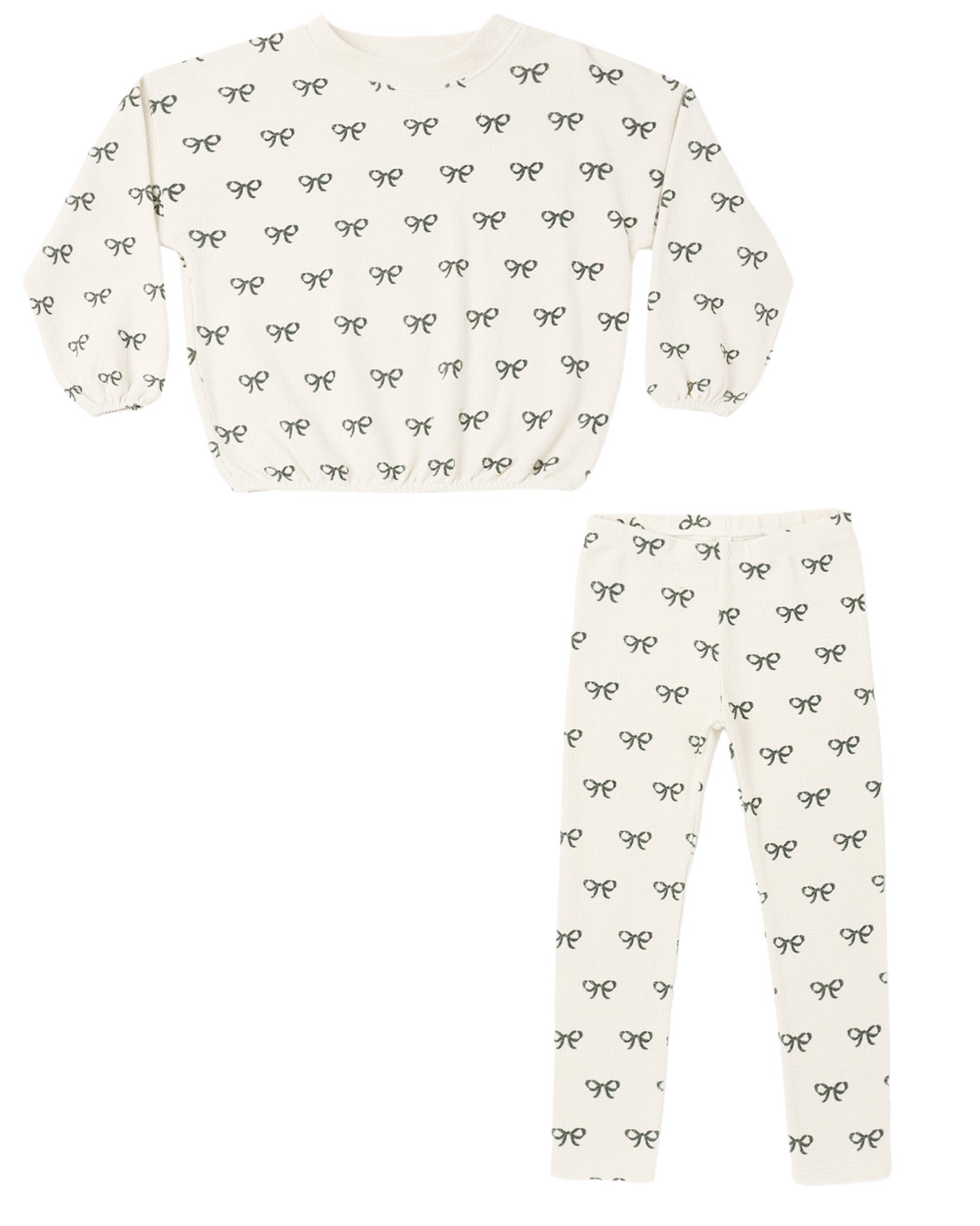 EVERGREEN BOWS SWEATSHIRT AND LEGGINGS SPONGE  SET