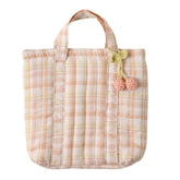 QUILTED PLAID SUMMER BAG W/ CHERRY CHARM - PURSES