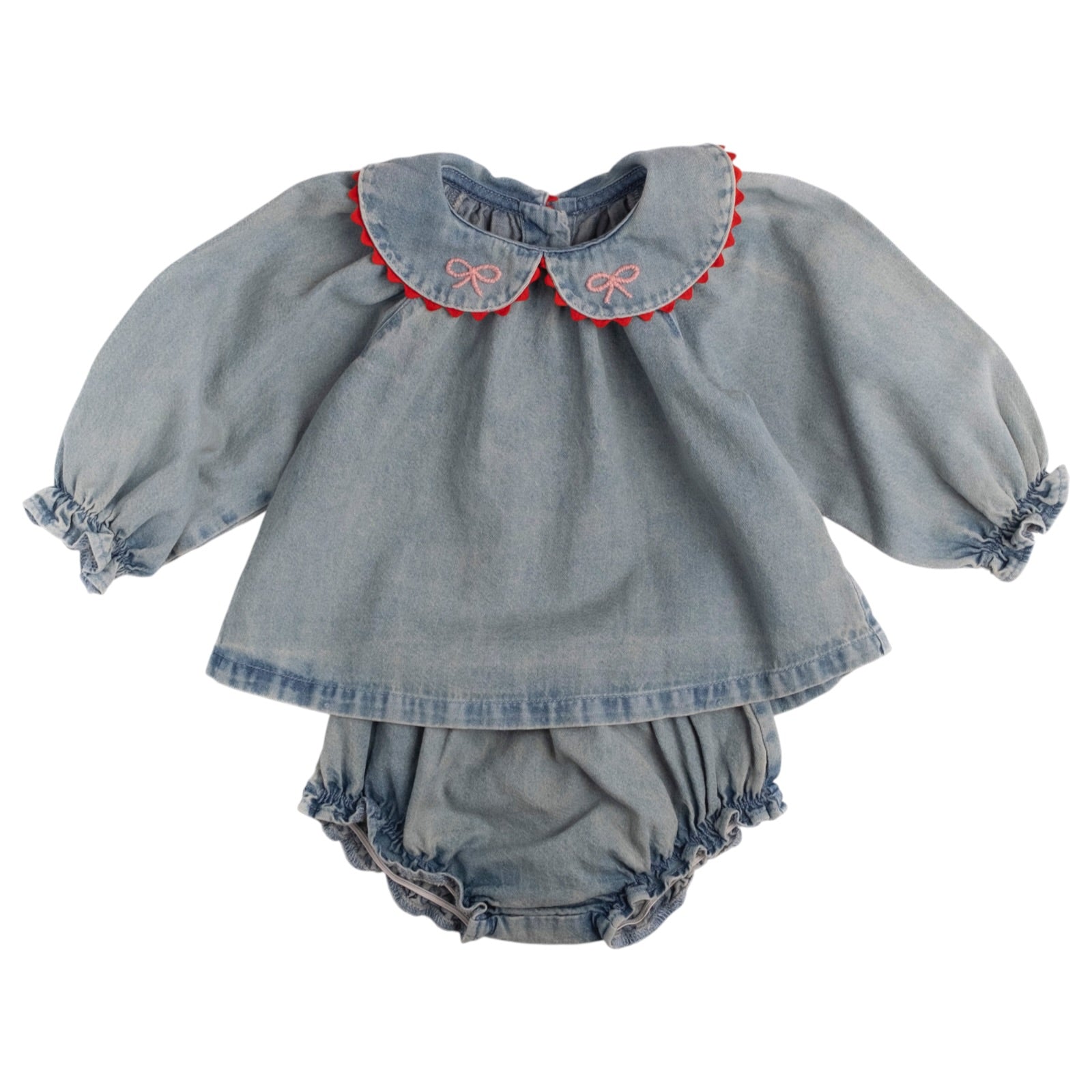 GEORGINA CHERRY DENIM TOP AND BLOOMERS SET (PREORDER)