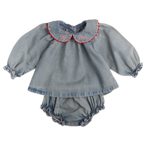 GEORGINA CHERRY DENIM TOP AND BLOOMERS SET (PREORDER)