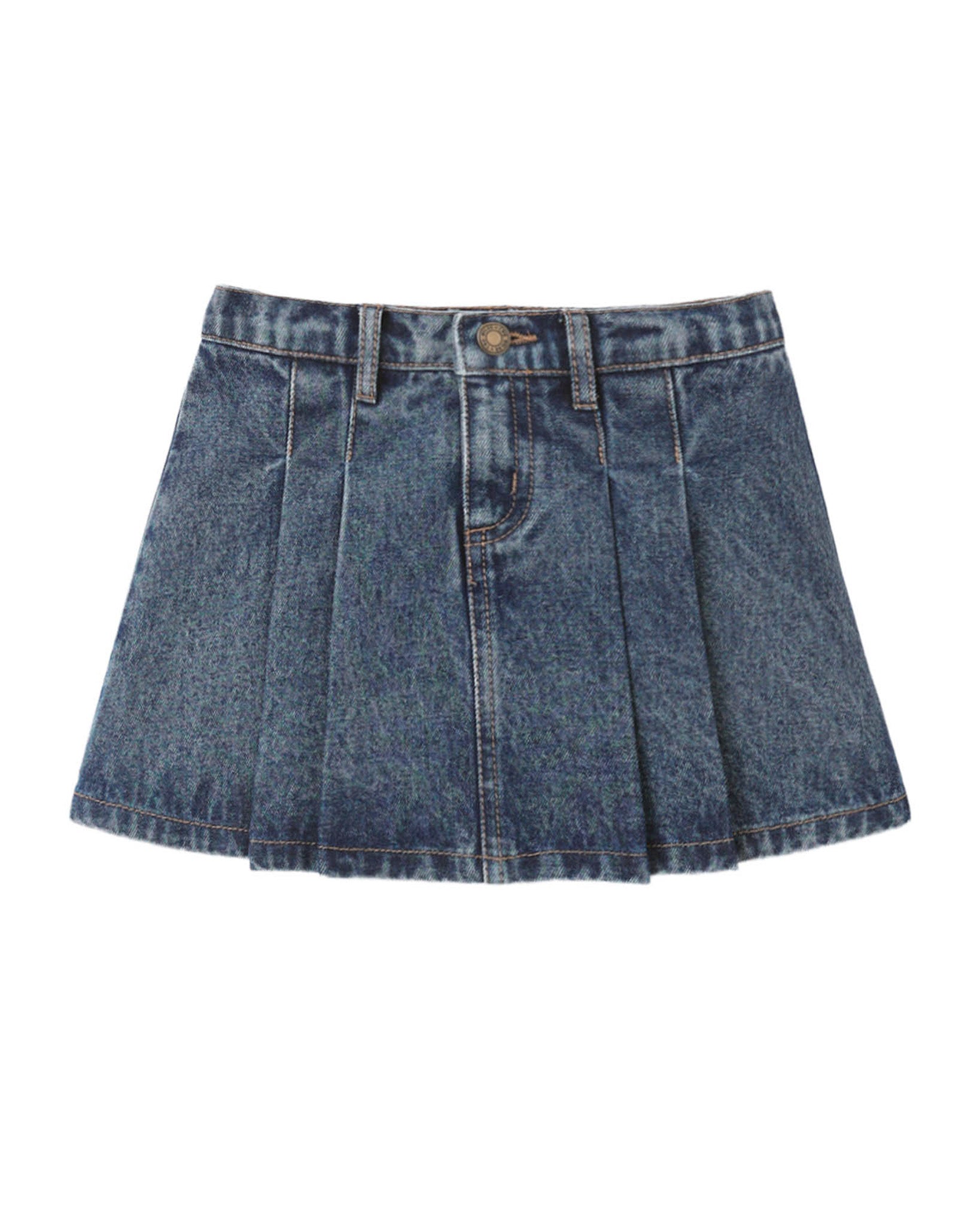 PLEATED DENIM SKIRT - RYLEE + CRU - SKIRTS