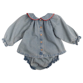 GEORGINA CHERRY DENIM TOP AND BLOOMERS SET (PREORDER)