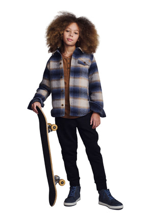 GLENN HERRINGBONE PLAIN HOODIE BUTTON DOWN TOP (PREORDER)
