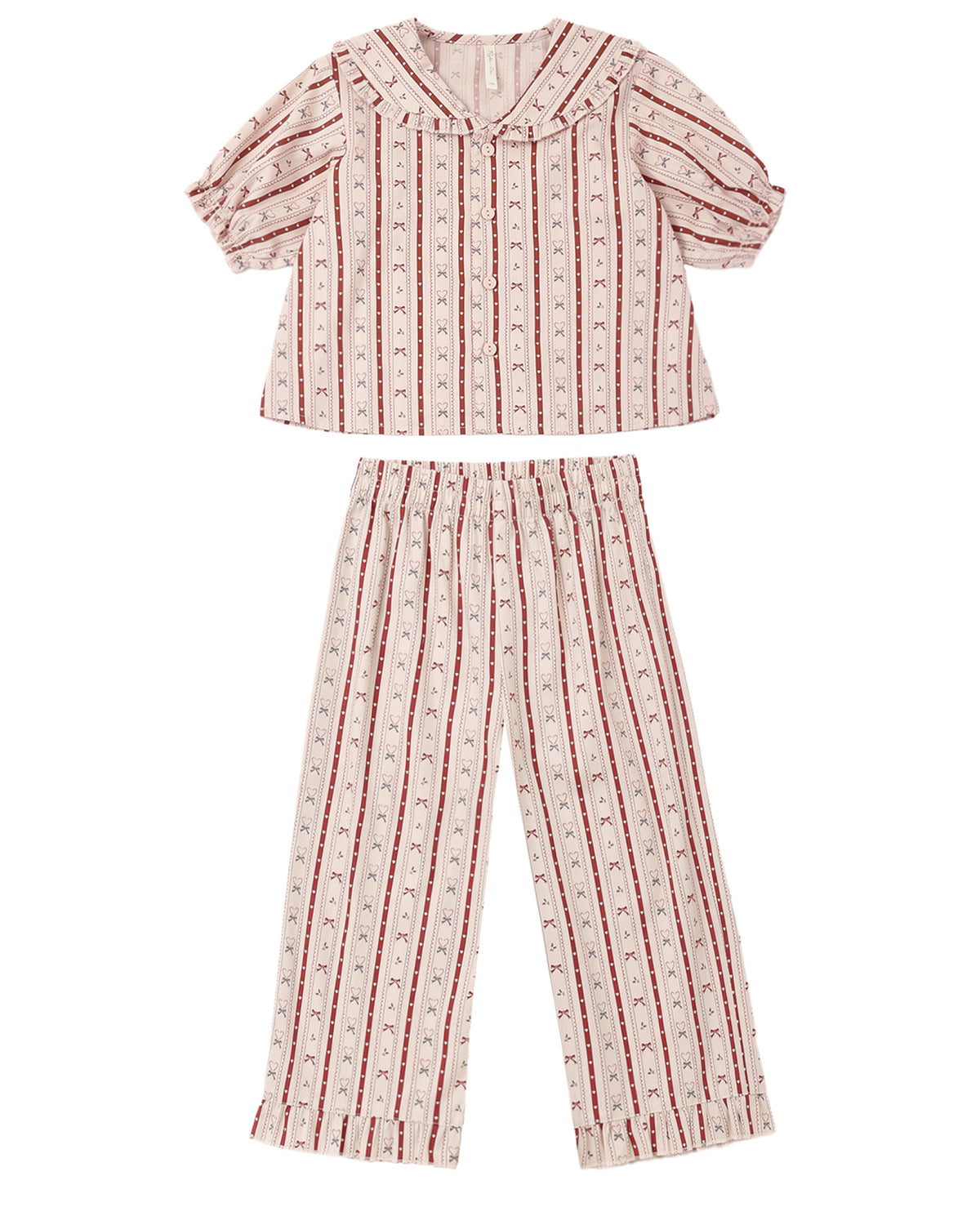 CANDY CANE LANE RUFFLE TWO PIECE PAJAMA SET
