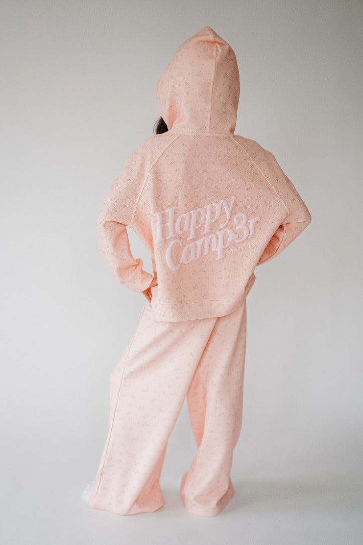PINK PEONY FOLD OVER SCUBA STRAIGHT LEG SWEATPANTS (PREORDER)