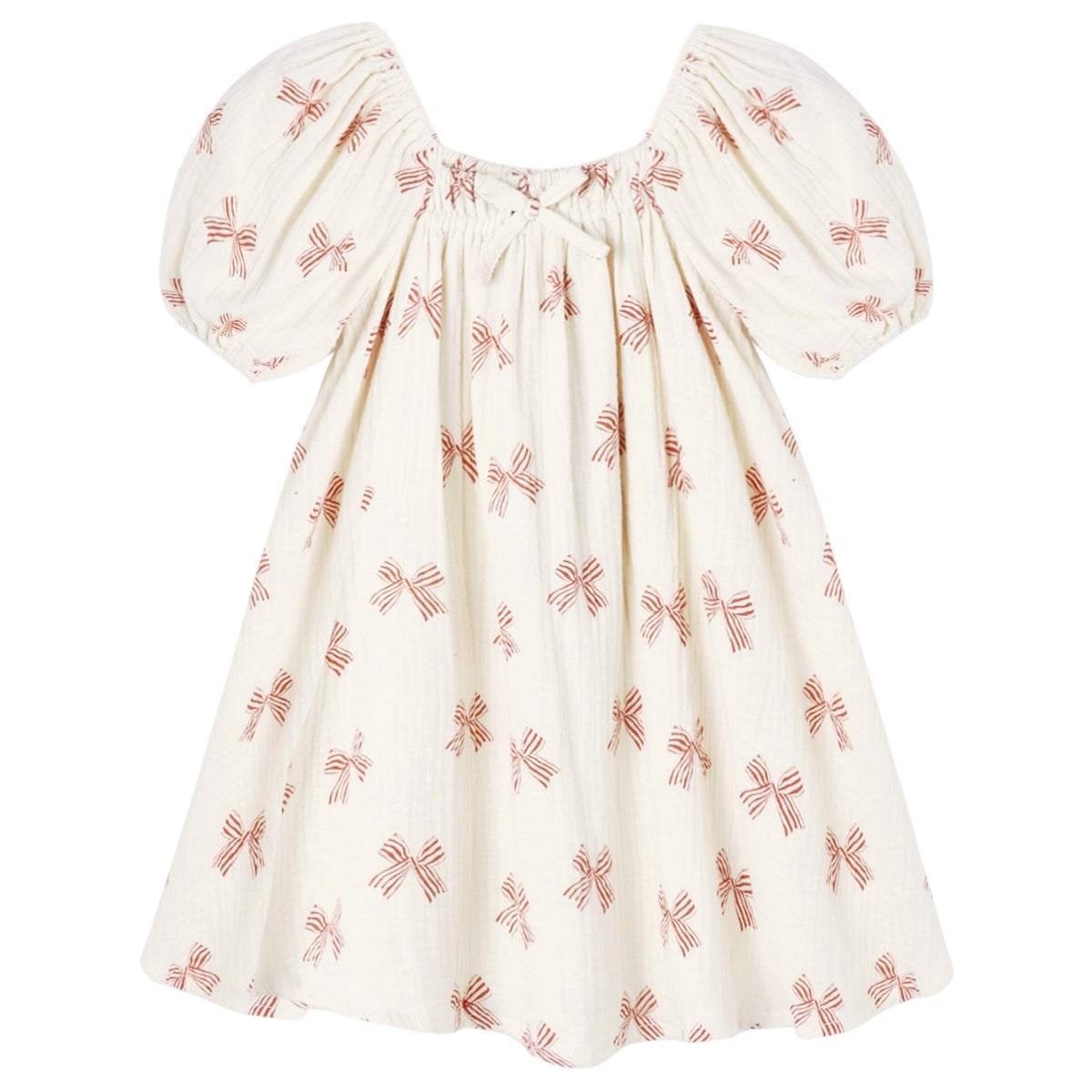 PEPPERMINT BOWS SABRINA DRESS
