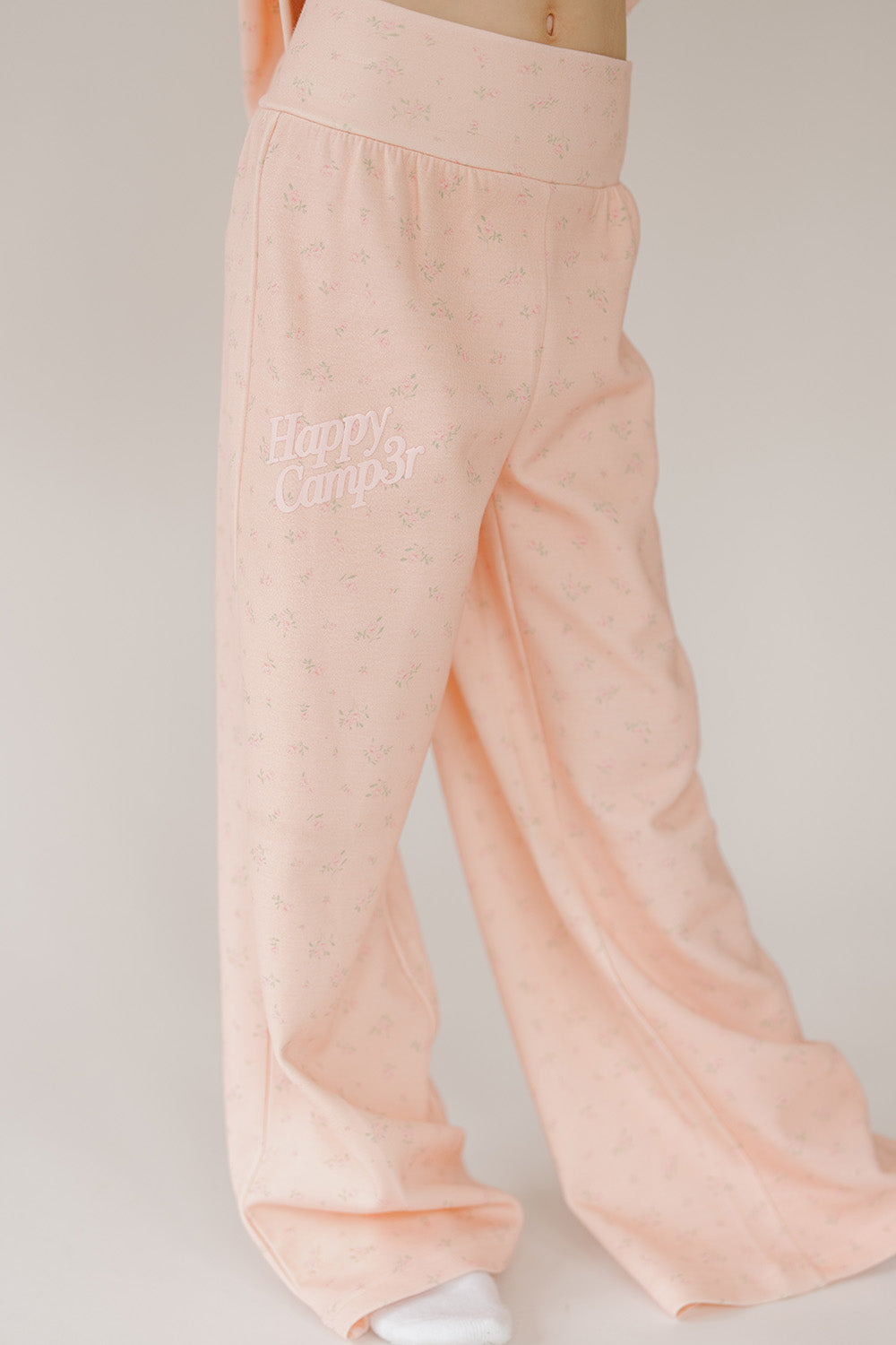 PINK PEONY FOLD OVER SCUBA STRAIGHT LEG SWEATPANTS (PREORDER)