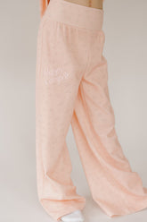 PINK PEONY FOLD OVER SCUBA STRAIGHT LEG SWEATPANTS (PREORDER)