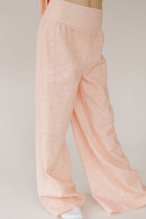PINK PEONY FOLD OVER SCUBA STRAIGHT LEG SWEATPANTS (PREORDER)