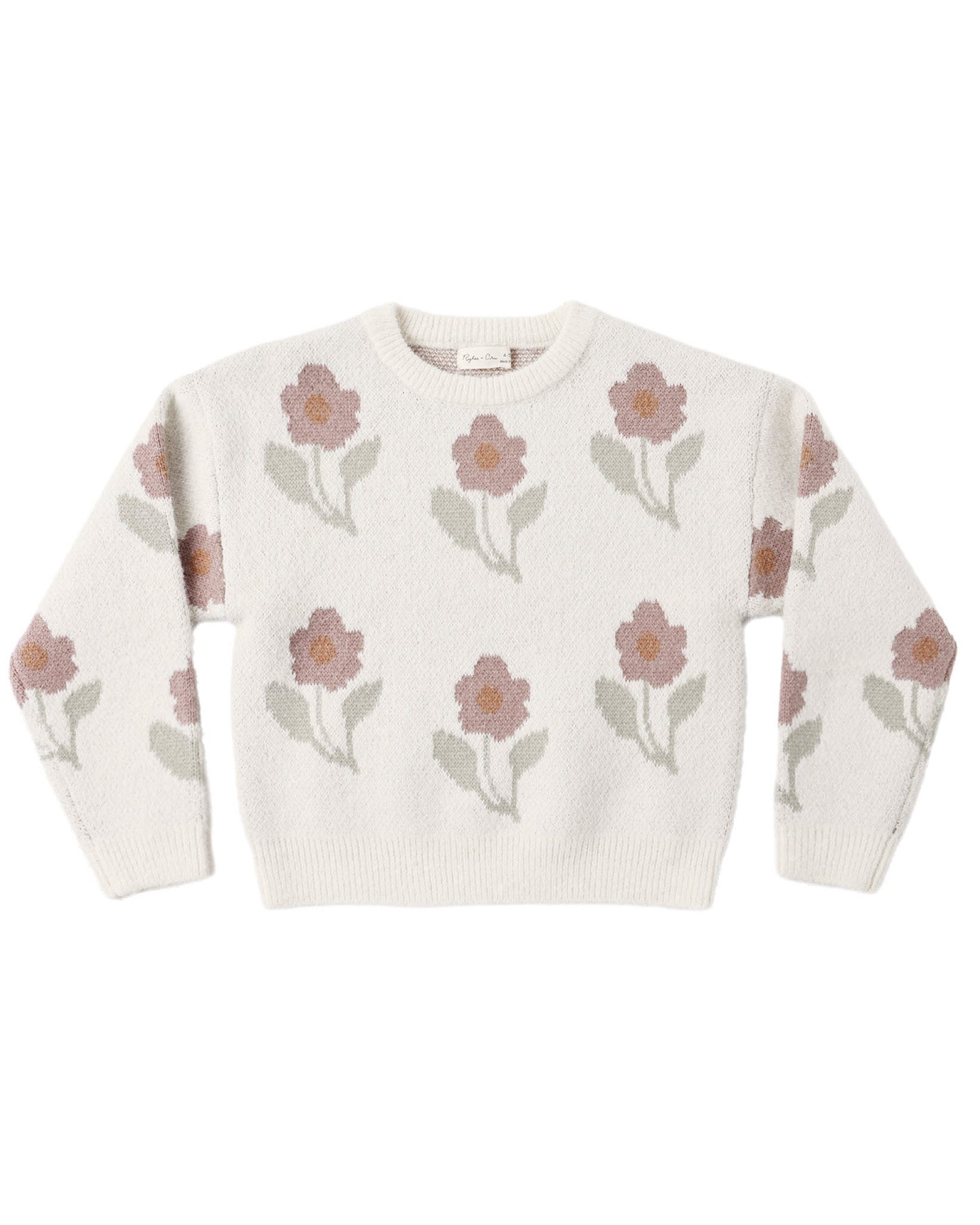 IVORY FLOWER ASPEN KNITTED SWEATER - RYLEE + CRU - SWEATERS