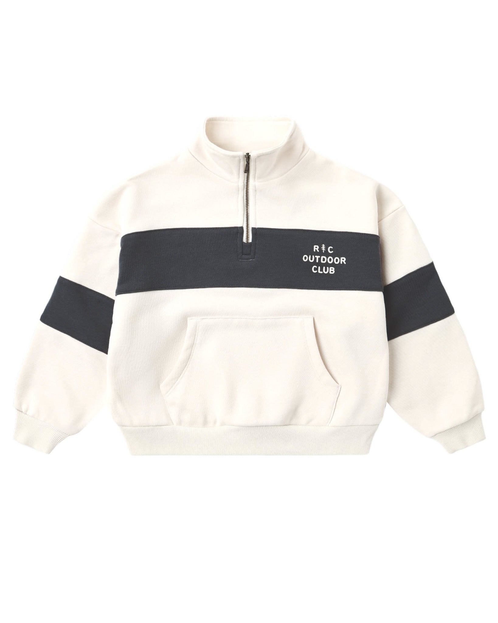 OUTDOOR CLUB PANEL STRIPE HALF ZIP SWEATSHIRT