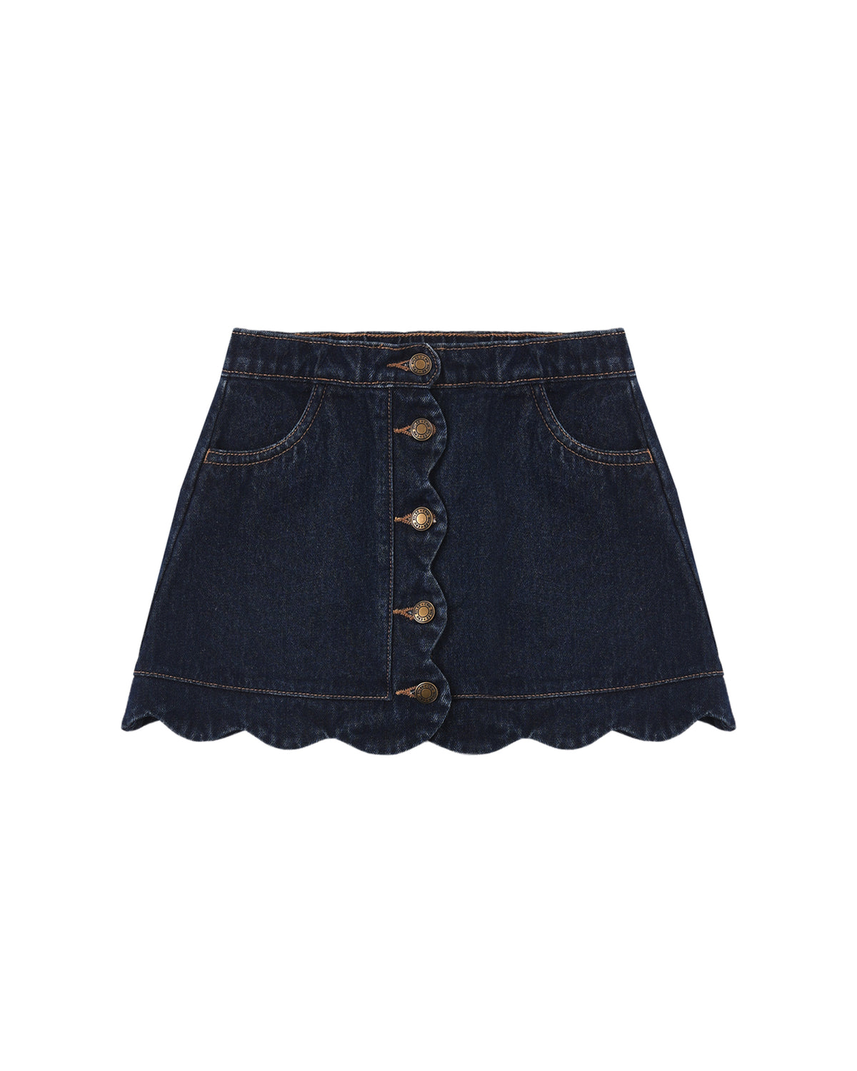 DENIM SCALLOP MINI SKIRT