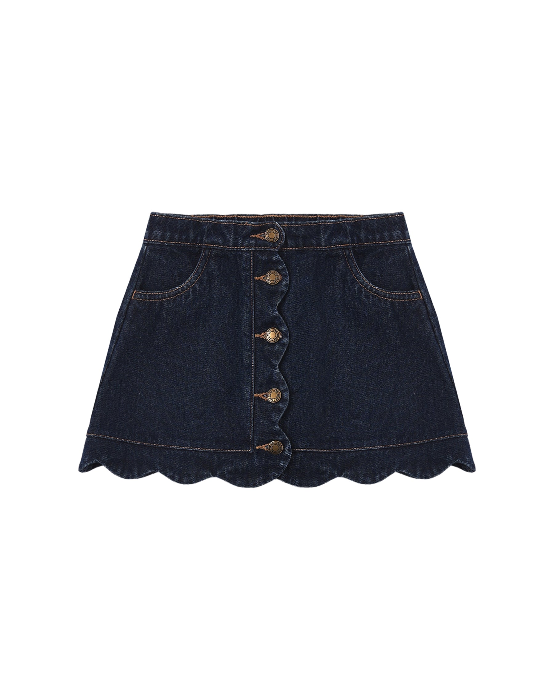 DENIM SCALLOP MINI SKIRT