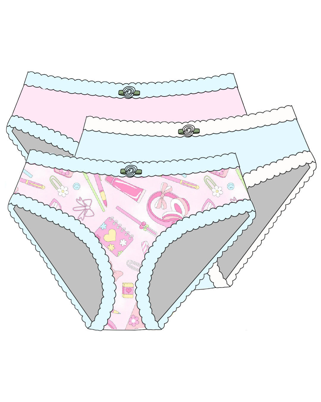 SCHOOL GIRL 3 PACK PANTIES