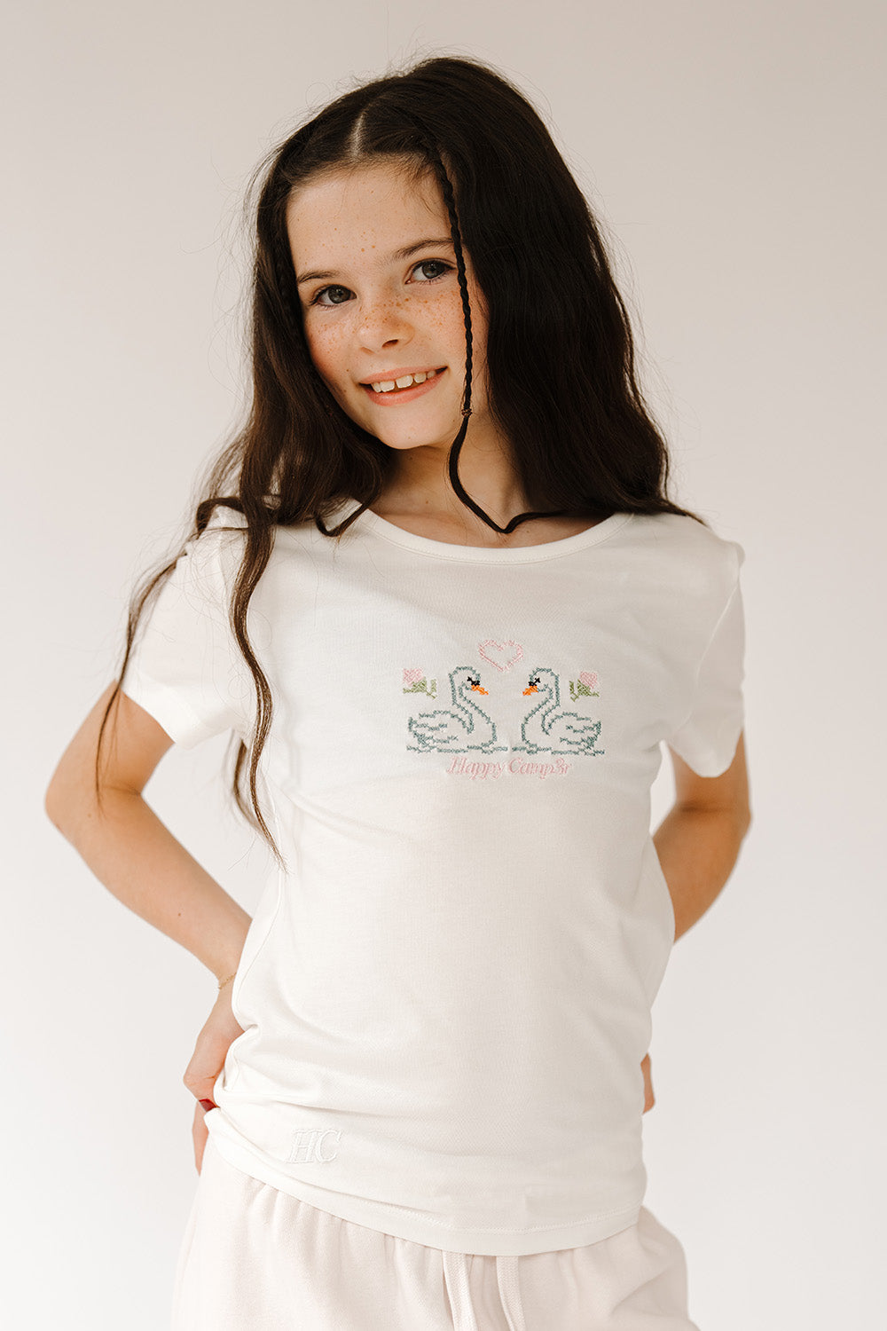 CROSS MY HEART SWAN EMBROIDERED TSHIRT (PREORDER)