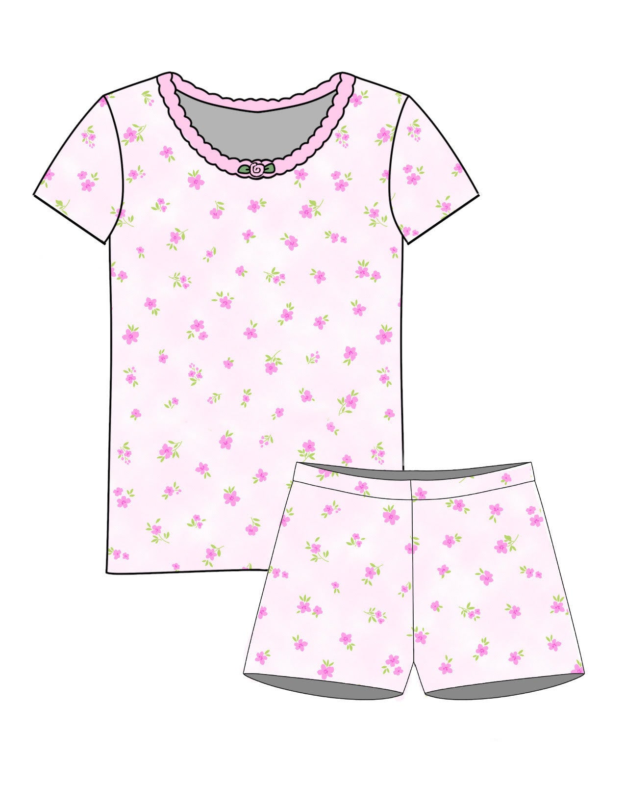 ROSIE SHORT SLEEVE/SHORTS PJS (PREORDER)