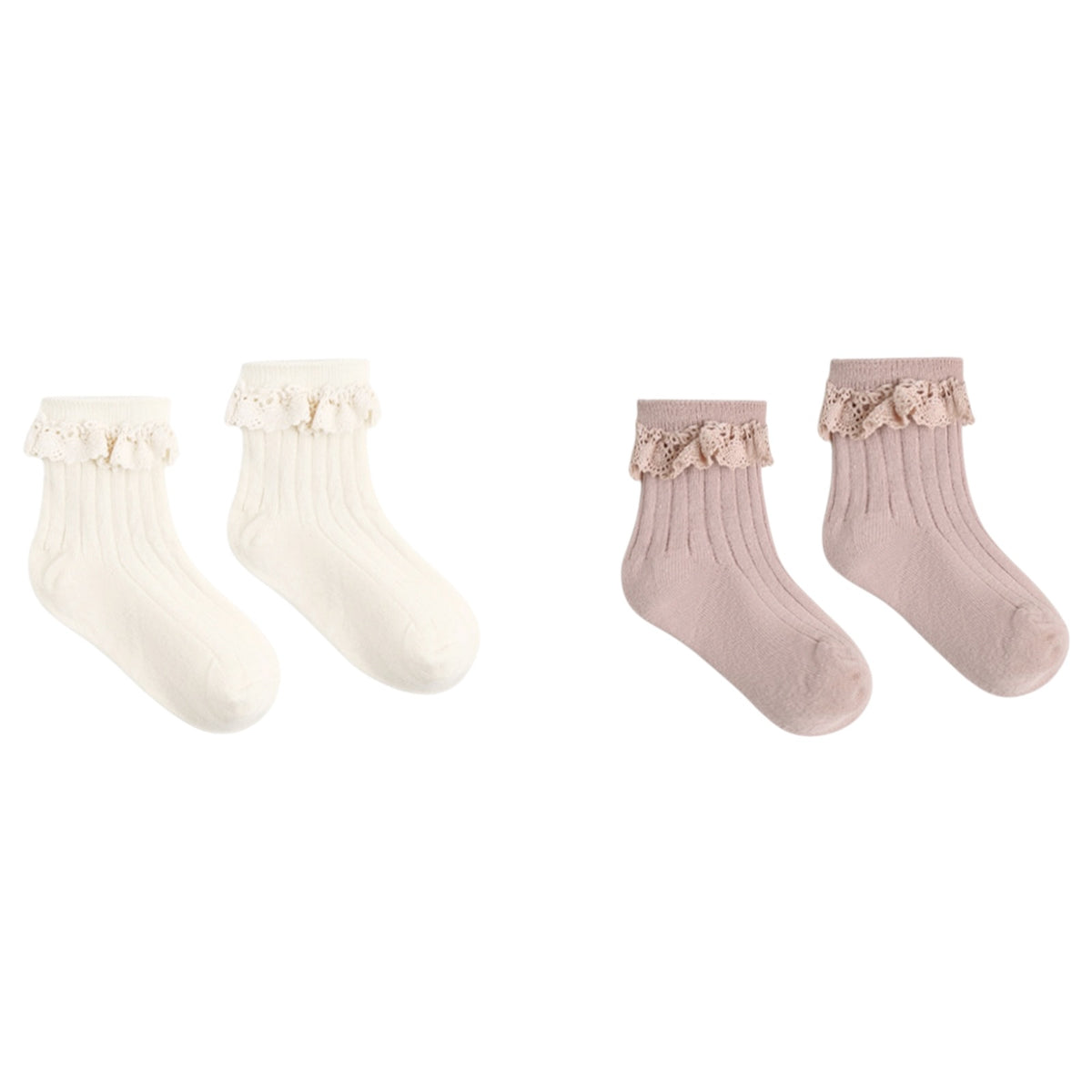 LACE TRIM SOCKS SET OF 2