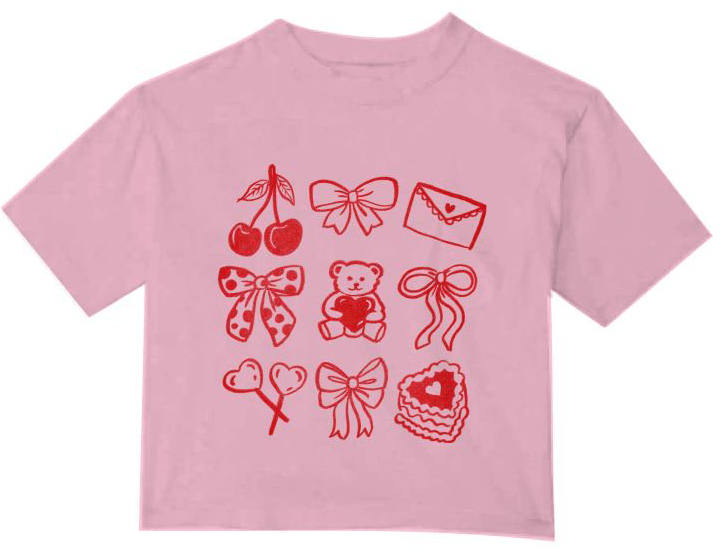 VALENTINE'S DAY CROPPED TSHIRT - SHORT SLEEVE TOPS