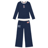 VARSITY TEAM BEAR LONG SLEEVE TOP AND STRAIGHT LEG LOUNGE SET - HAPPY CAMP3R