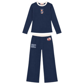 VARSITY TEAM BEAR LONG SLEEVE TOP AND STRAIGHT LEG LOUNGE SET - HAPPY CAMP3R