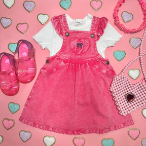 VINTAGE CHERRY PINAFORE OVERALL DRESS - HUXBABY