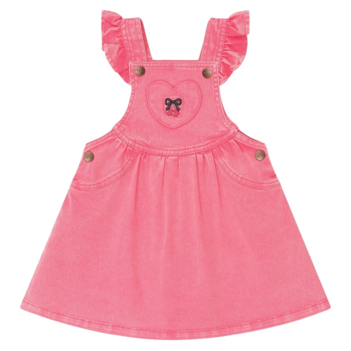 VINTAGE CHERRY PINAFORE OVERALL DRESS - HUXBABY