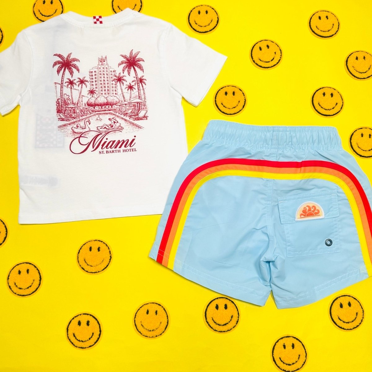 VINTAGE GLACIER ELASTIC SWIM TRUNKS - SUNDEK KIDS