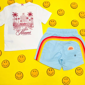 VINTAGE GLACIER ELASTIC SWIM TRUNKS - SUNDEK KIDS