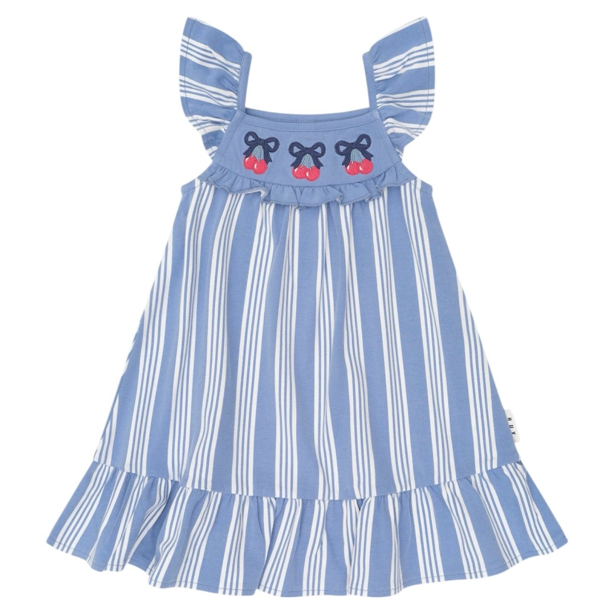 VINTAGE STRIPE CHERRY DRESS - HUXBABY