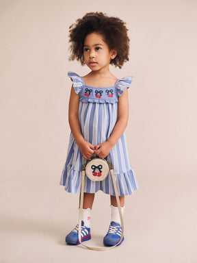 VINTAGE STRIPE CHERRY DRESS - HUXBABY