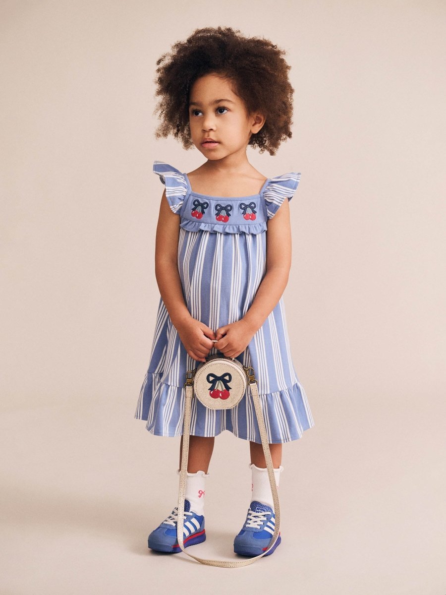 VINTAGE STRIPE CHERRY DRESS - HUXBABY
