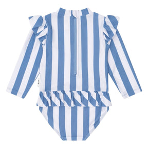 VINTAGE STRIPE CHERRY PEPLUM RASH GUARD ONE PIECE SWIMSUIT - HUXBABY