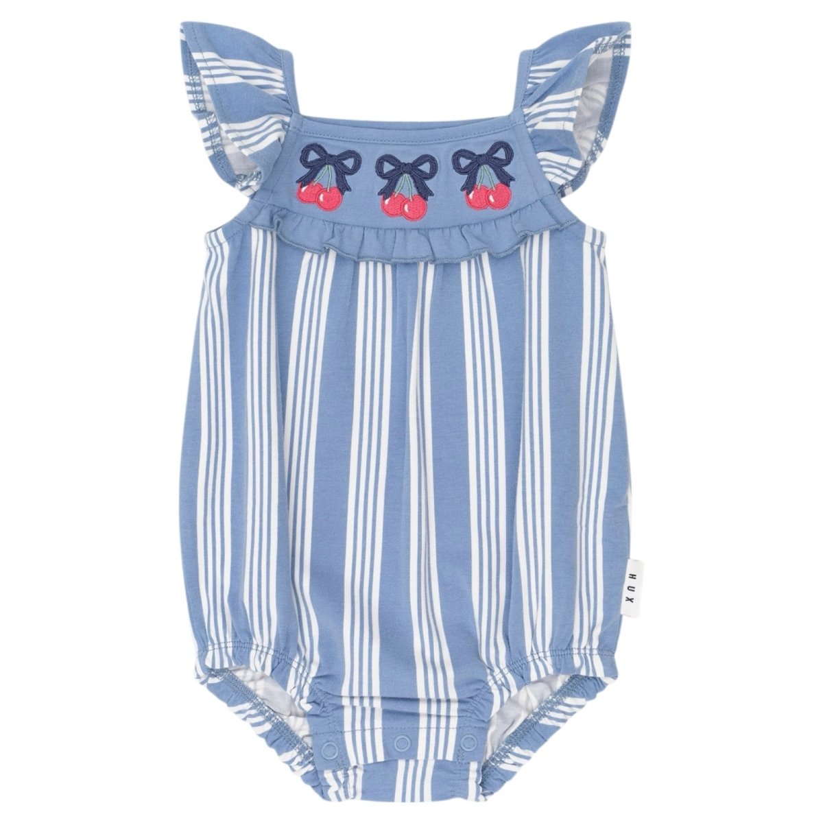 VINTAGE STRIPE CHERRY ROMPER - HUXBABY