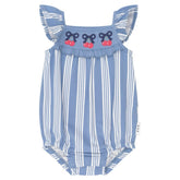 VINTAGE STRIPE CHERRY ROMPER - HUXBABY