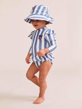 VINTAGE STRIPE CHERRY SUN HAT - HUXBABY