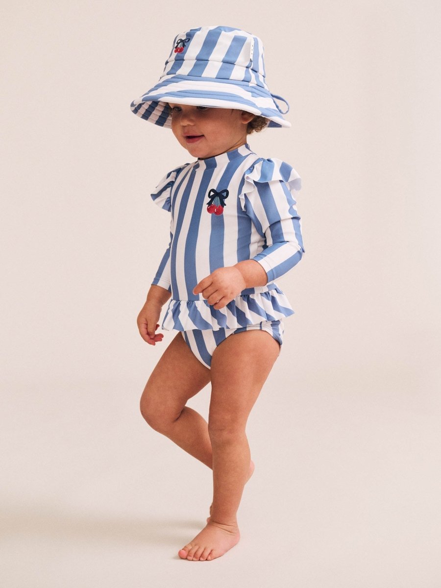 VINTAGE STRIPE CHERRY SUN HAT - HUXBABY
