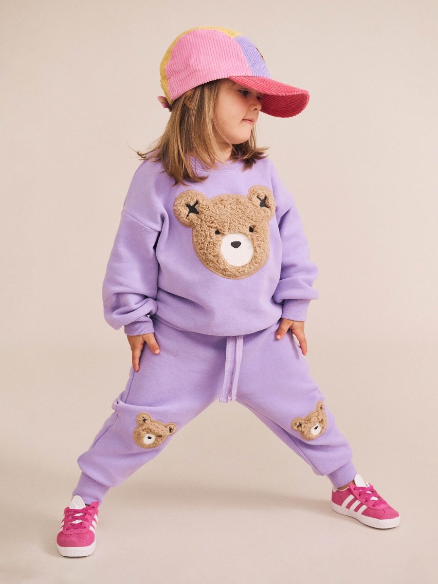 VIOLET FURRY HUXBEAR SWEATSHIRT AND SWEATPANTS SET - HUXBABY