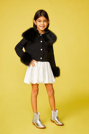 VIVIAN FAUX FUR TRIM CARDIGAN - CARDIGANS