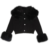 VIVIAN FAUX FUR TRIM CARDIGAN - MINI DREAMERS - CARDIGANS