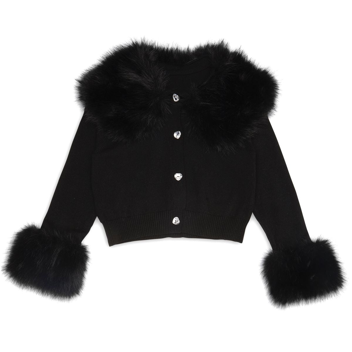 VIVIAN FAUX FUR TRIM CARDIGAN - CARDIGANS