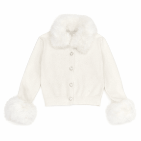 VIVIAN FAUX FUR TRIM CARDIGAN - MINI DREAMERS
