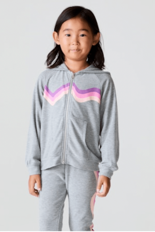 WAVE STRIPE ZIP UP HOODIE (PREORDER) - CHASER KIDS