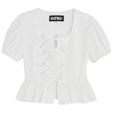 WELLS PUFF SLEEVE TIE TOP - SHORT SLEEVE TOPS