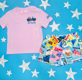 WISH YOU WERE HERE SWIM TRUNKS - MC2 SAINT BARTH KIDS - SWIM TRUNKS