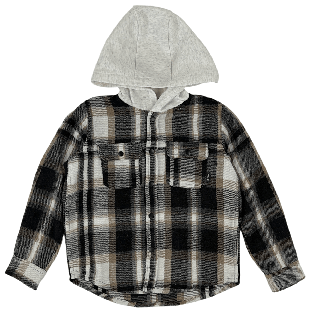 WOODSMAN FLANNEL HOODIE SHACKET (PREORDER) - TINY WHALES